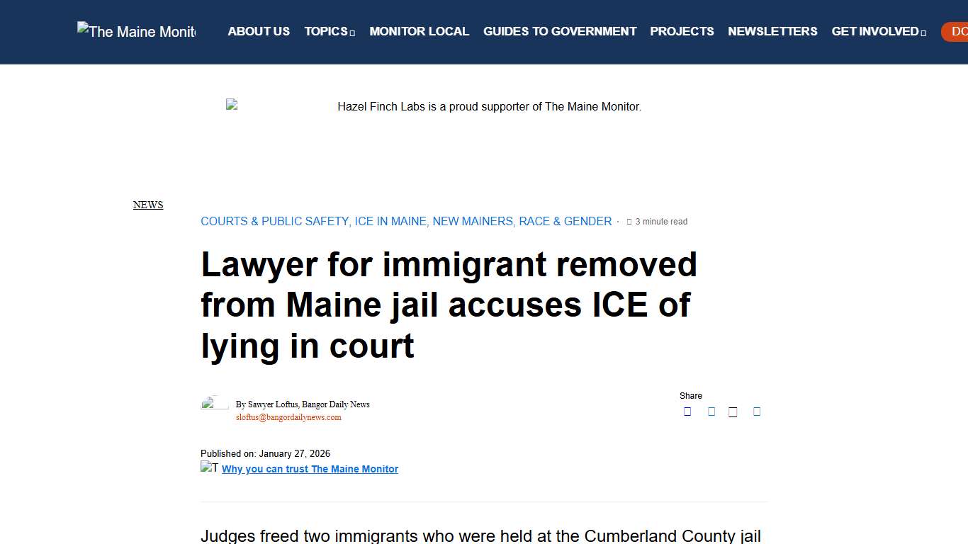 Lawyer for immigrant accuses ICE of lying in Maine court